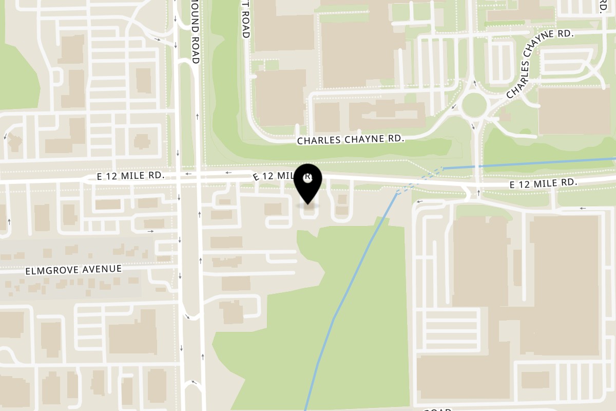 Map showing the location of Shaad Deshi Cuisine on 6060 12 Mile Rd in Warren
